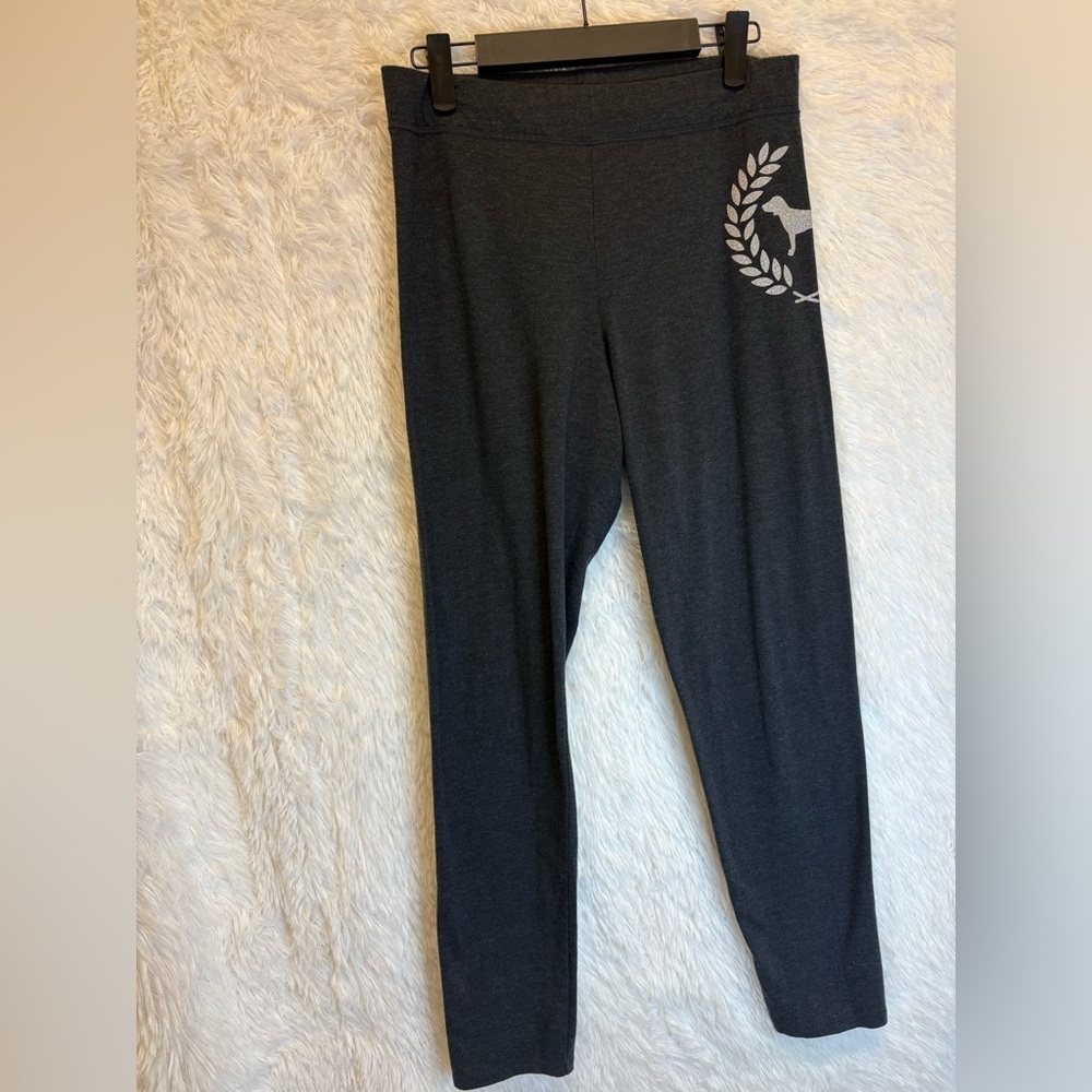 PINK Victoria's Secret Glitter Dog Charcoal Leggings | Size Large ✨🩶🐶 - Picture 11 of 17
